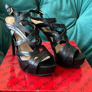 Black Platform Heel Sandals.